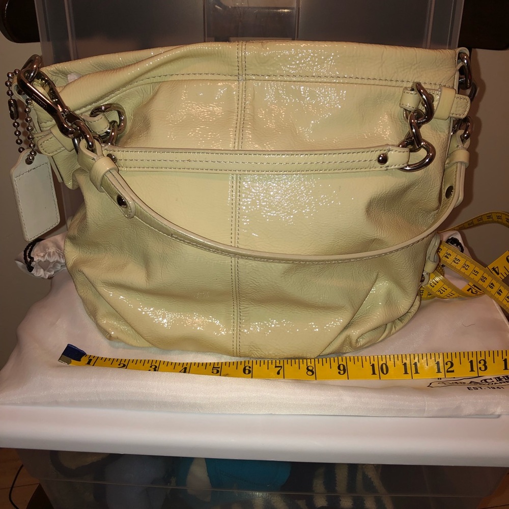 Coach Cream Patent Leather Shoulder Bag